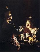 Joseph wright of derby Joseph Wright of Derby. Two Girls Dressing a Kitten Sweden oil painting artist